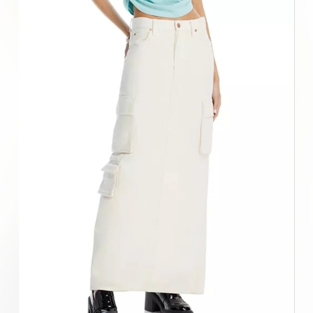 Mother Snacks Natural Ivory Off White The Fun Dip Denim Cargo Skirt Size 29